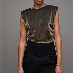 All Saints  Women’s Mika Metallic Cropped Tank Top